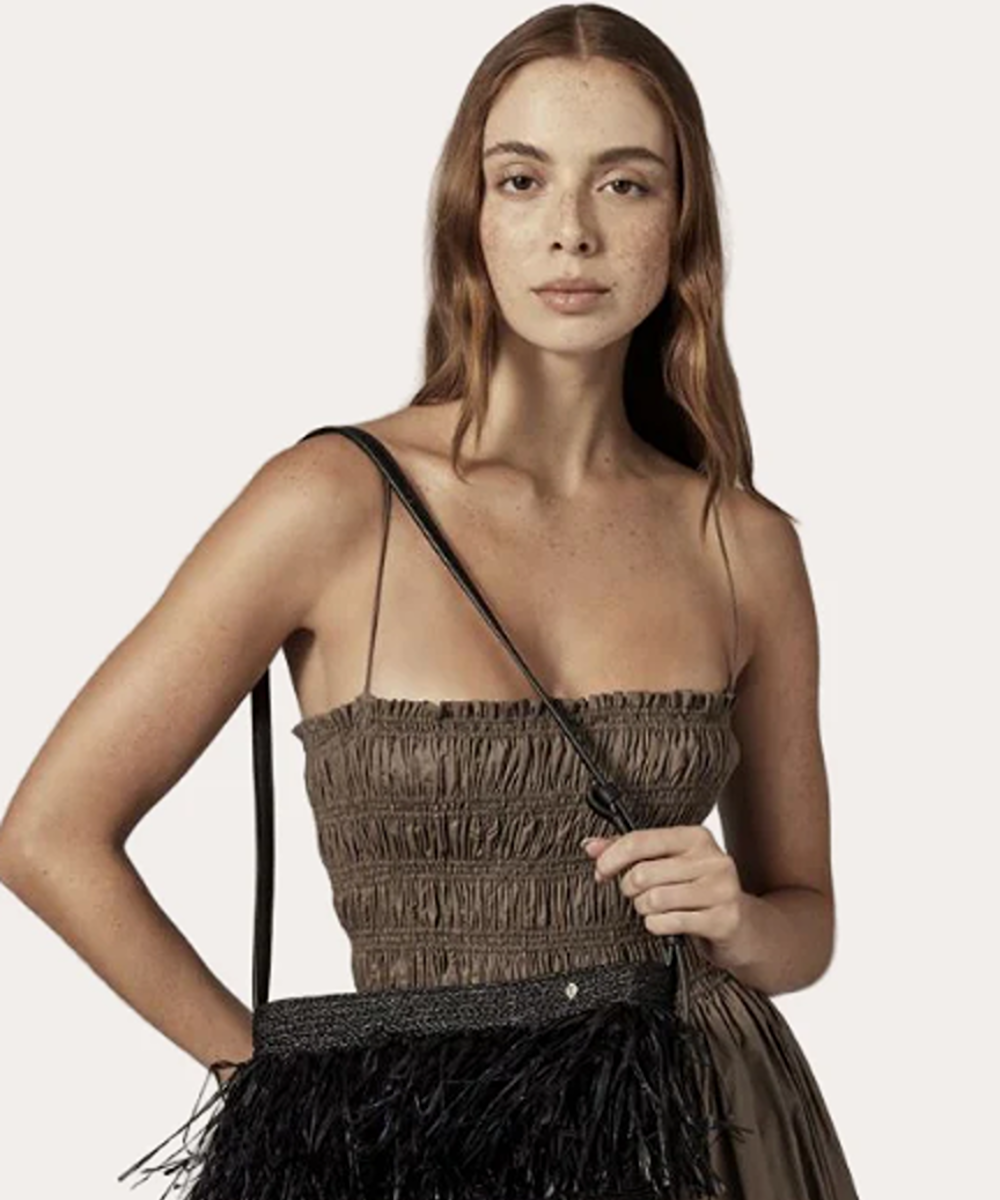 Helen Kaminski Dawn Fringed Raffia Crossbody Bag