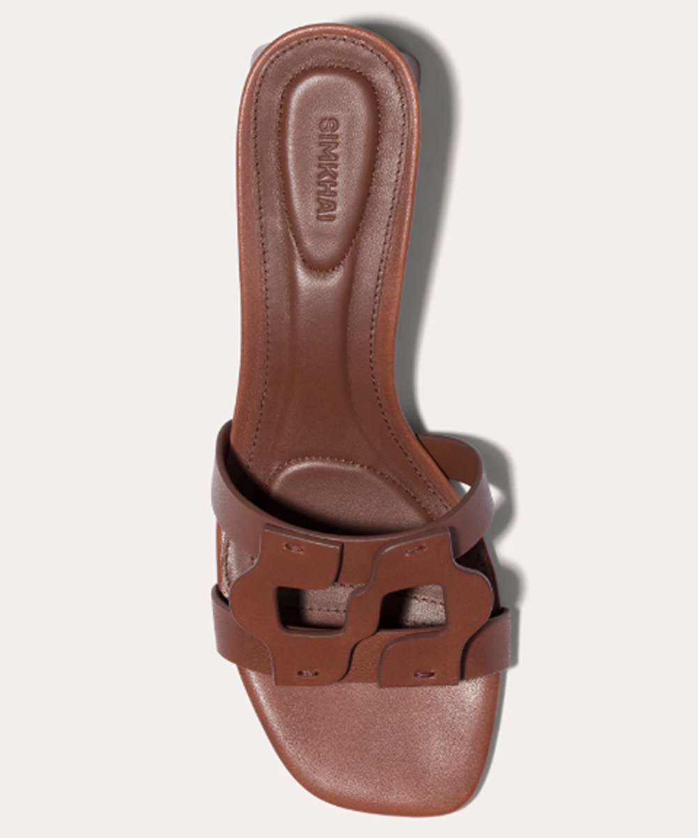 SIMKHAI Monogram Leather Block-Heel Sandal