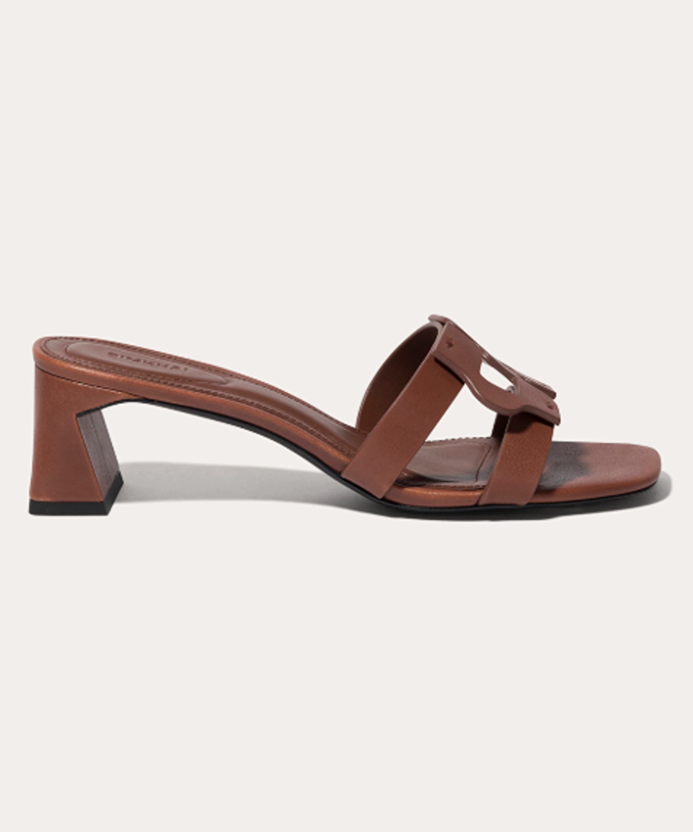 SIMKHAI  Monogram Leather Block-Heel Sandal