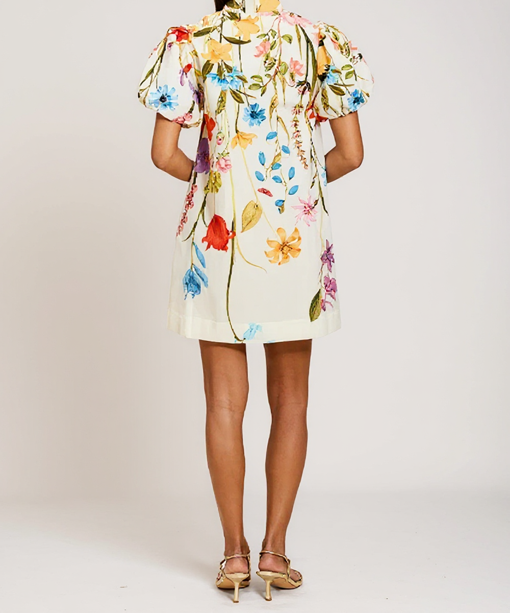 Mestiza Elliana Floral Poplin Barong Mini Dress