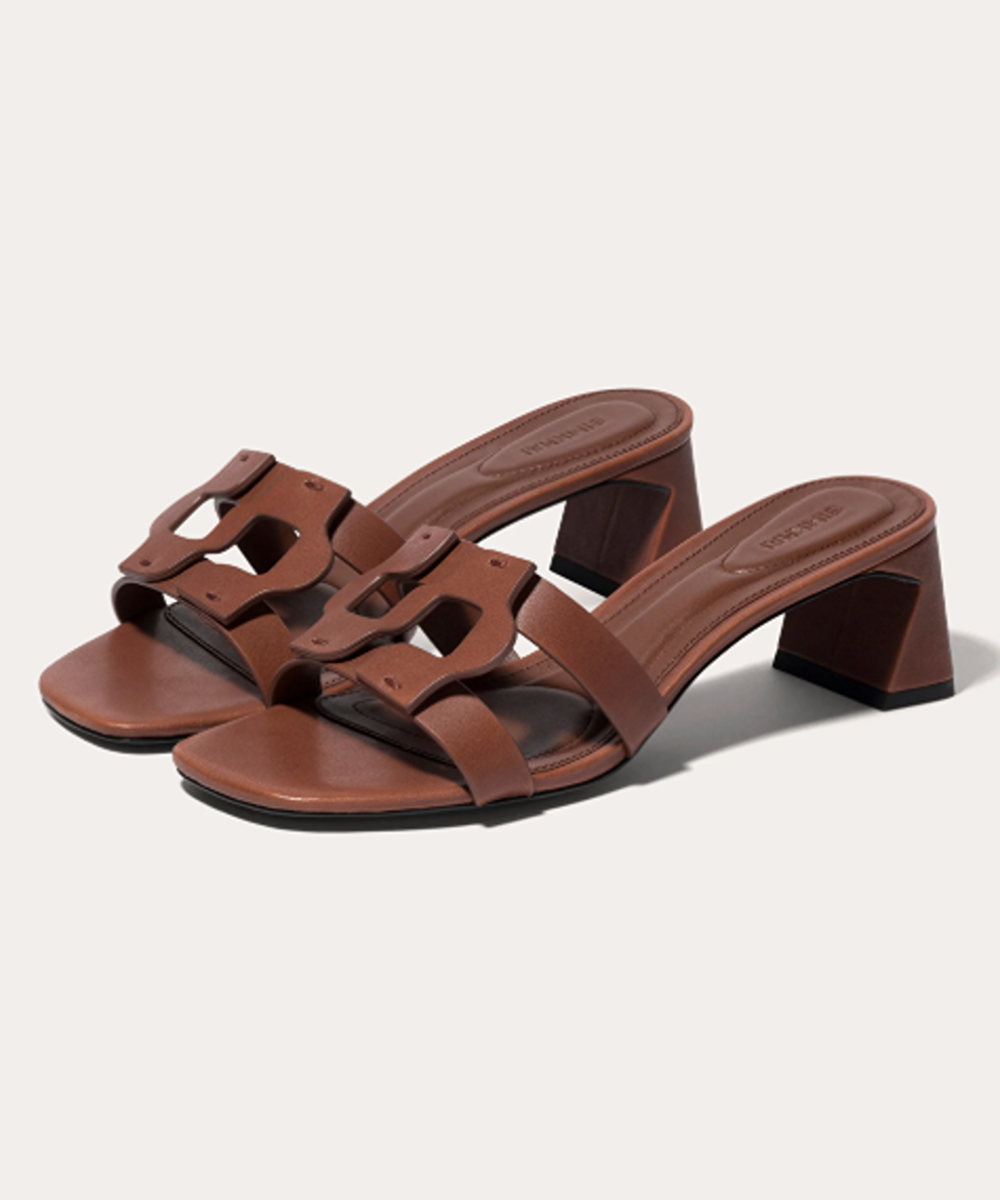 SIMKHAI  Monogram Leather Block-Heel Sandal