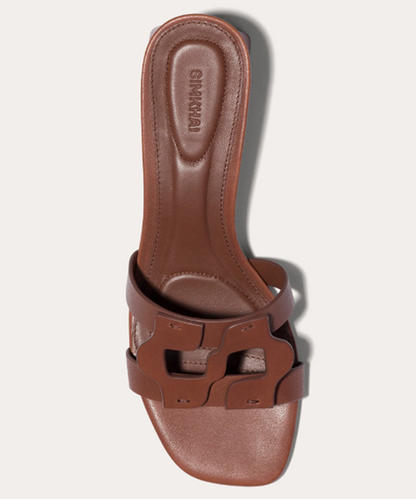 SIMKHAI  Monogram Leather Block-Heel Sandal