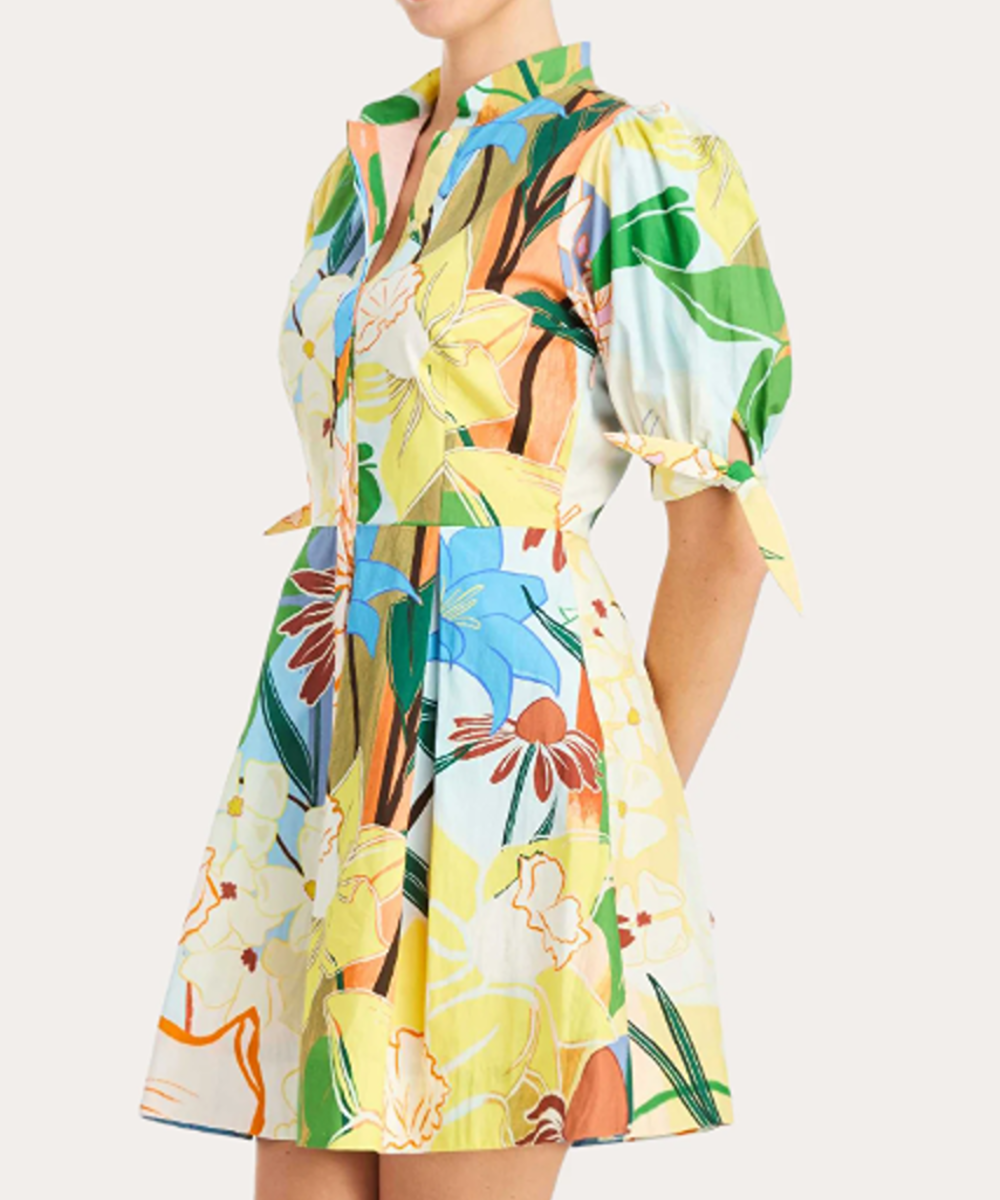 Mestiza Brooklyn Floral Poplin Puff-Sleeve Mini Dress